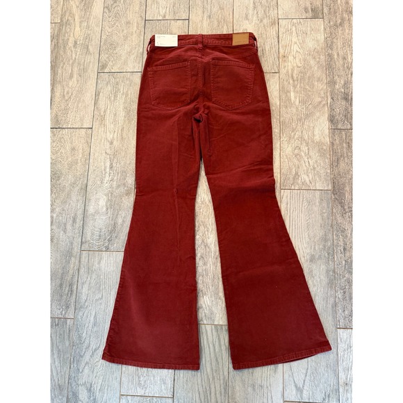 American Eagle Super Hi Rise Flare Corduroy Pants Size 4 Boho NWT Button Fly Red - Picture 1 of 16